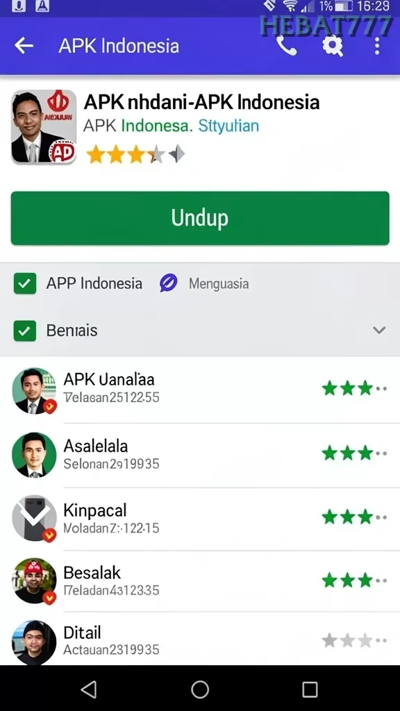 Cuplikan layar API303 — menu navigasi